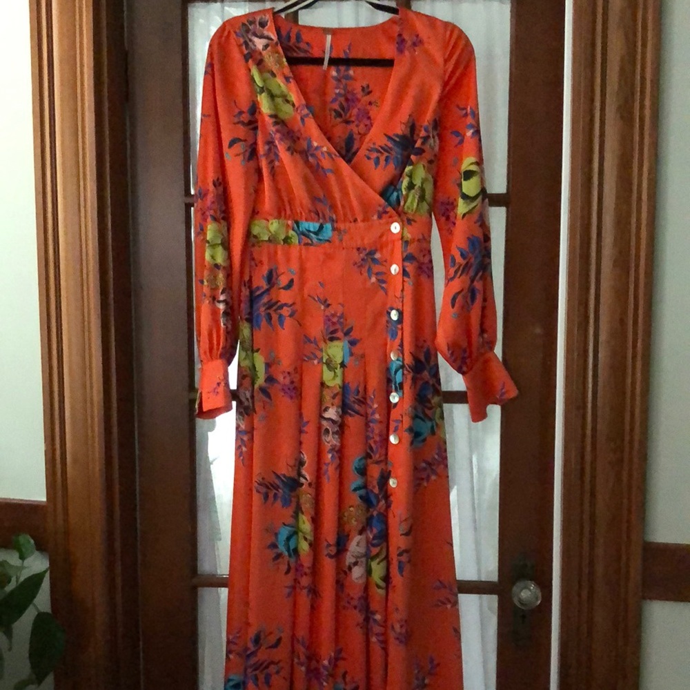 Free People wrap bodice dress side button front